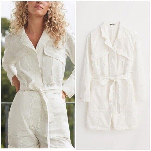 Alex Mill Expedition Romper Shorts In White - Picture 1 of 10
